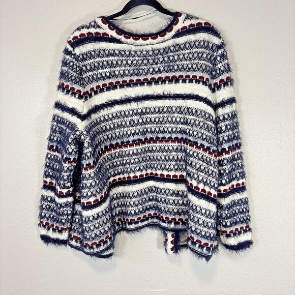 Lane Bryant Open Front Cardigan Sweater Eyelash Knit Ivory Blue Women's Sz 18/20 - Picture 4 of 11